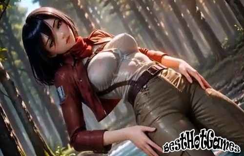 Mikasa Ackerman has hardcore anal sex with Titan Eren Yeager outdoors in the forest.